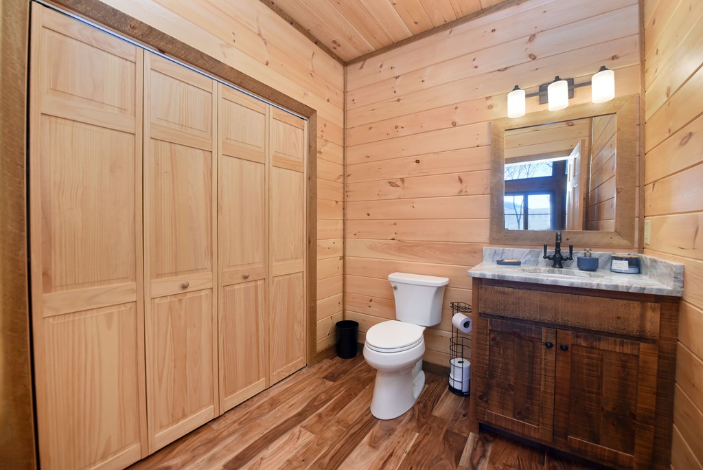 306 Native Trail Cherry Log, GA 30522 - Photo 37 of 65 a bathroom with a toilet a sink and mirror