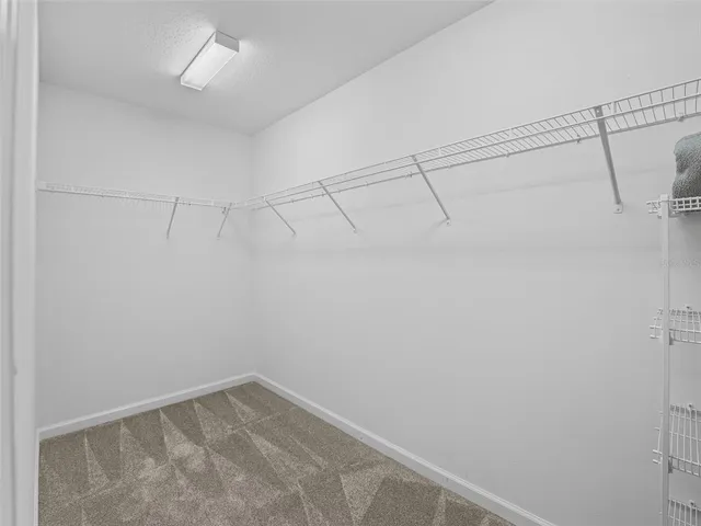 a view of a room with racks on the wall