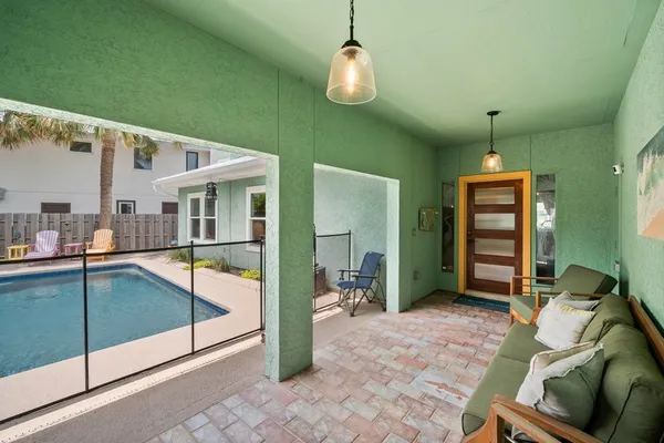 a living room with furniture
