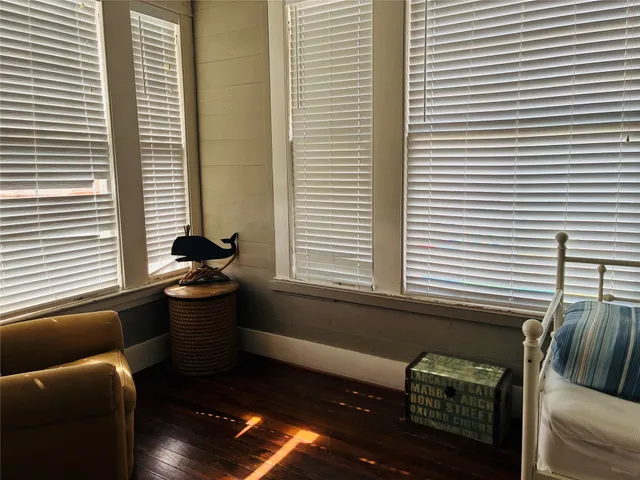 a view of a couch in the balcony