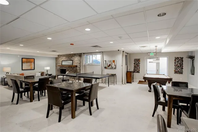 a view of a dining area with furniture
