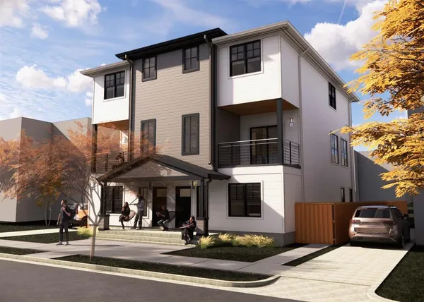 a front view of a building with street view