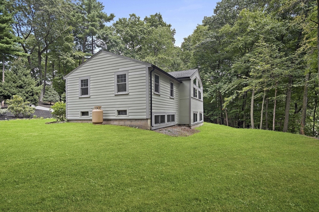 80 Evergreen Road Natick, MA 01760 - Photo 36 of 39 a view of a backyard with plants and large tree