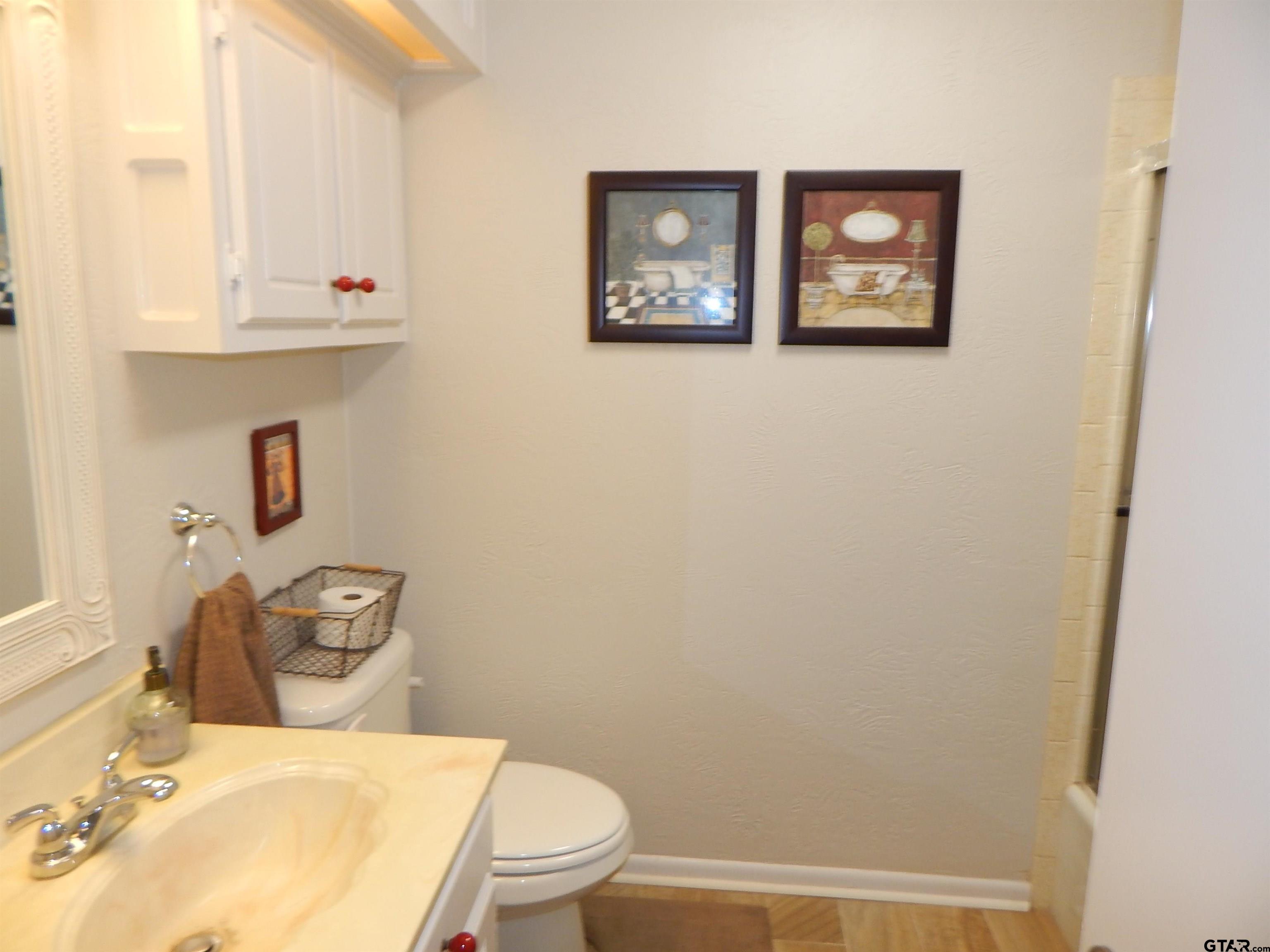 3035 Arrowwood Road Gilmer, TX 75644 - Photo 19 of 32 a bathroom with a toilet and a sink