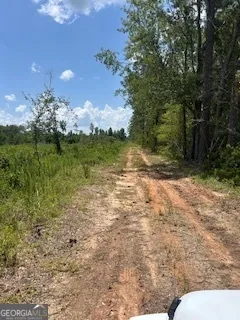 a view of a lake with a yard