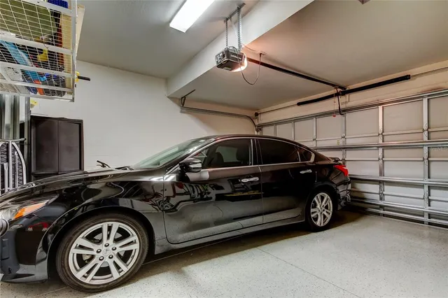 a car parked in a garage