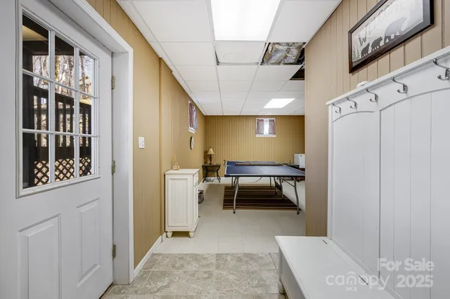 a view of a hallway with workspace