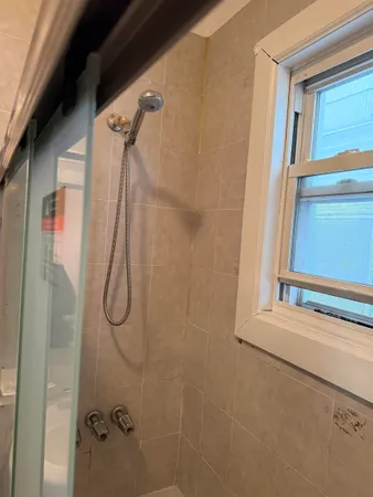 a bathroom with a shower