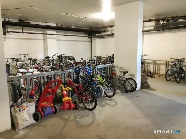 a view of a bathroom with a bathtub