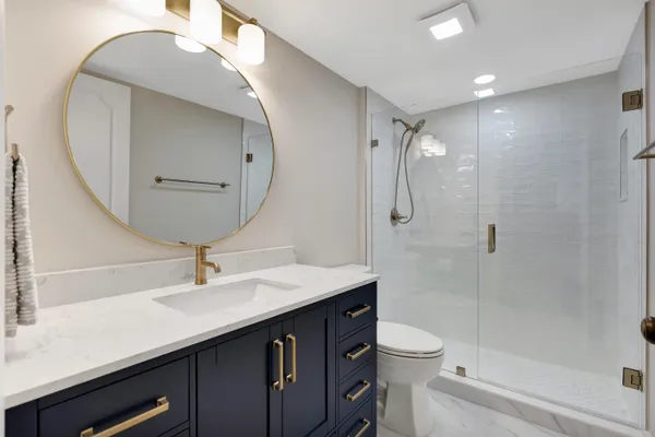 a view of a room with a large window