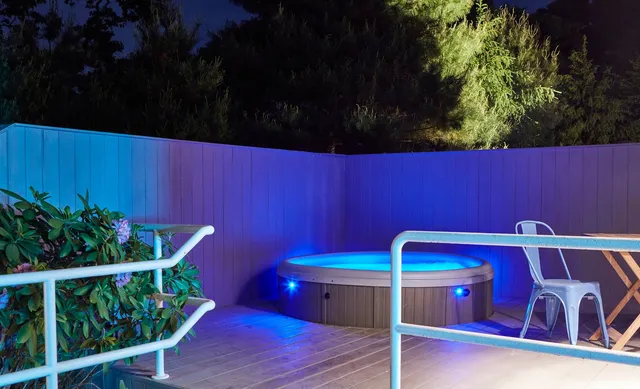 a view of balcony with wooden floor