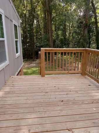 a view of a wooden deck