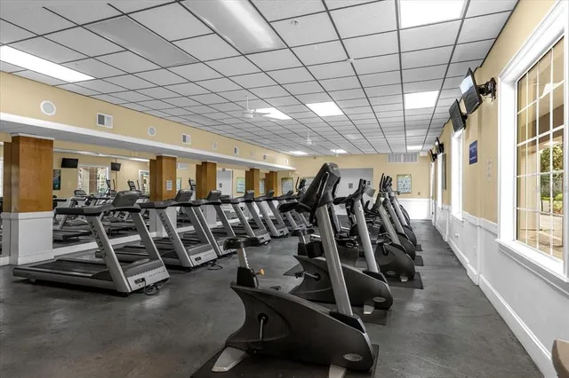 a view of a room with gym equipment