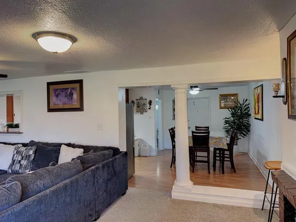 a living room with furniture