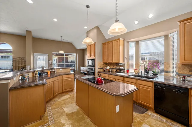 a kitchen with lots of counter top space