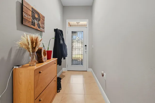 a view of a hallway with closet