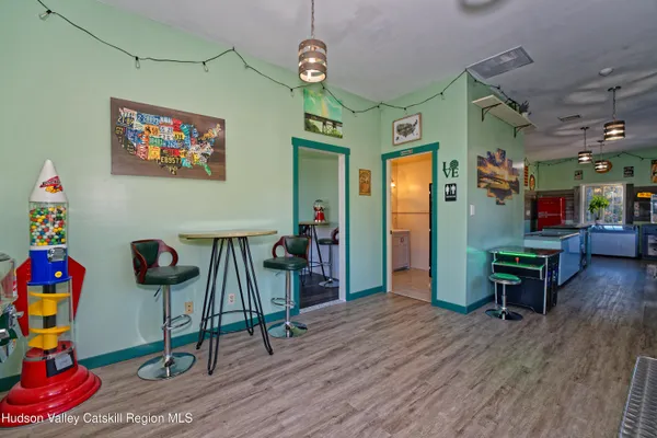 a view of a furniture in a room