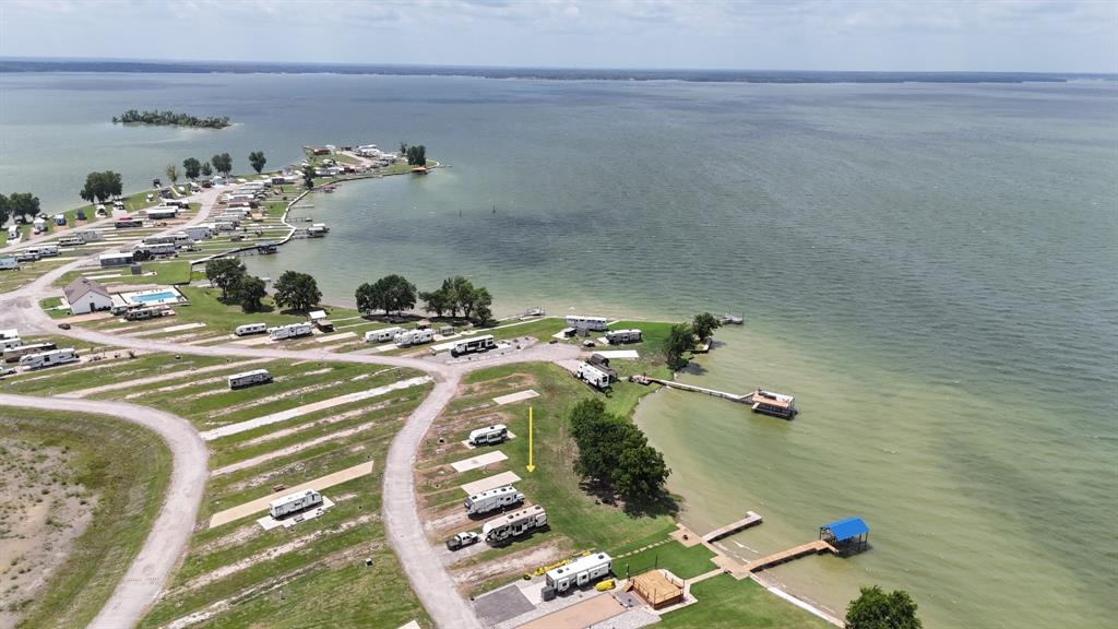Aerial perspective of Peninsula Point on Richland Chambers Lake.