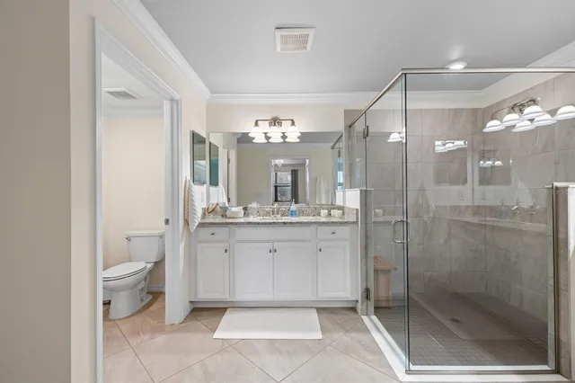 a bathroom with a toilet a sink a mirror and a shower