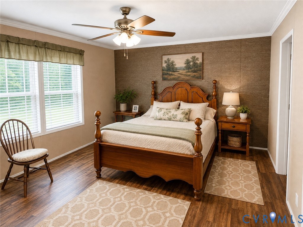 1927 Five Forks Road Pamplin, VA 23958 - Photo 17 of 30 Wood-finish flooring, accent wall, ceiling fan, an