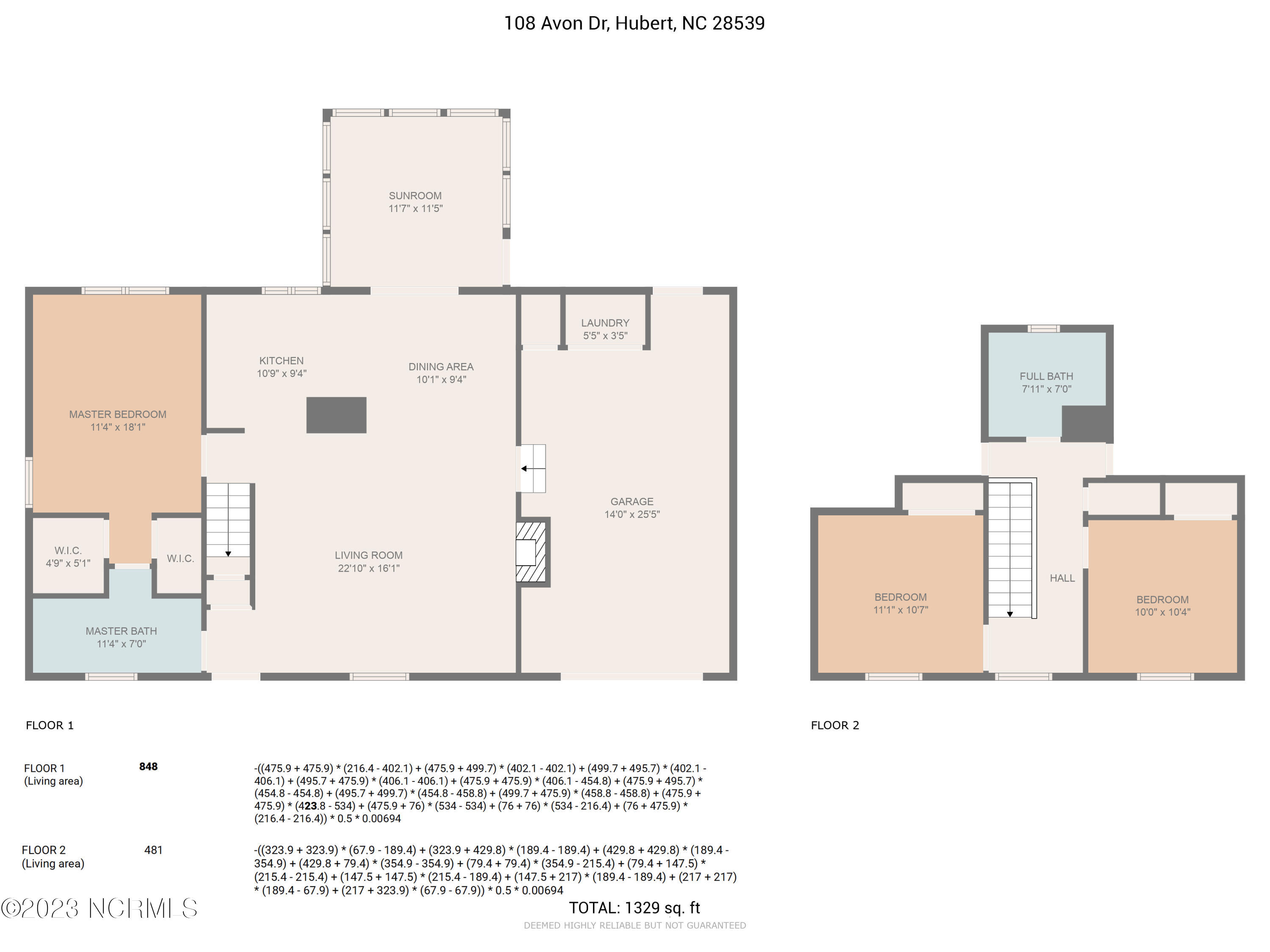 108 Avon Drive Hubert, NC 28539 - Photo 30 of 30 FLOOR-PLAN w_ calculations