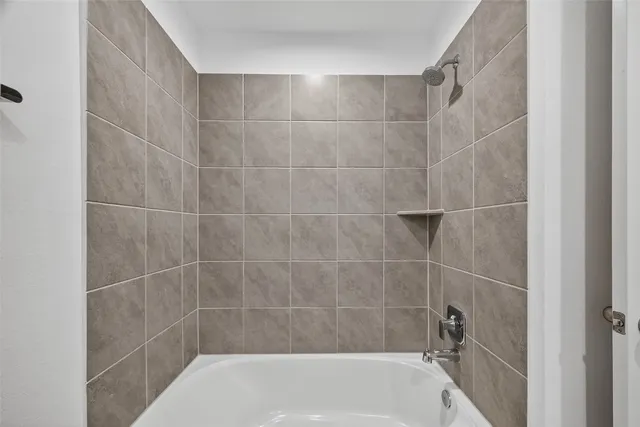 a bathroom with a bathtub