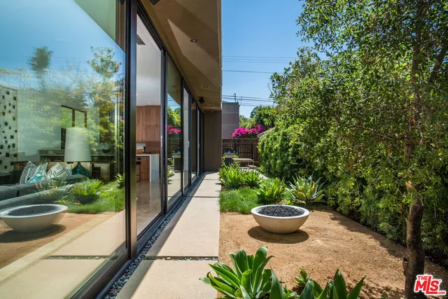 a large kitchen with a large window