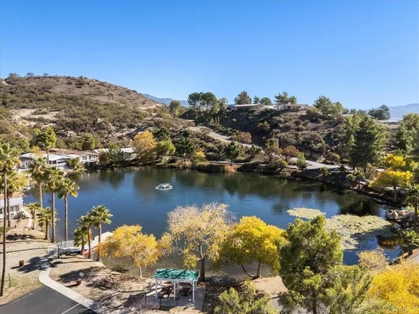 a view of a lake with houses
