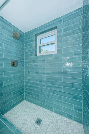 a view of a room with racks on the wall