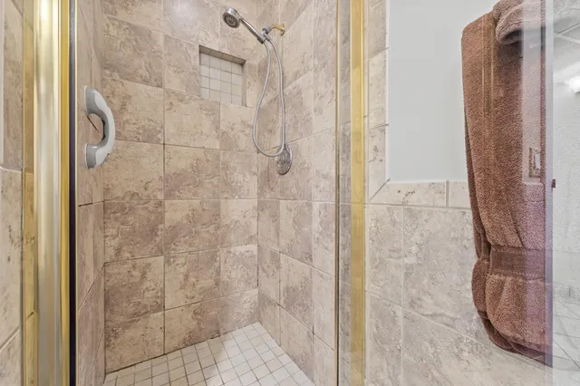 a bathroom with a shower