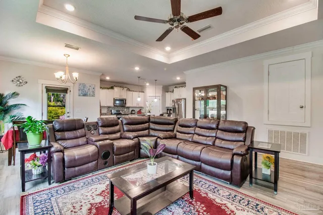 a living room with furniture