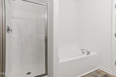 a bathroom with a bathtub