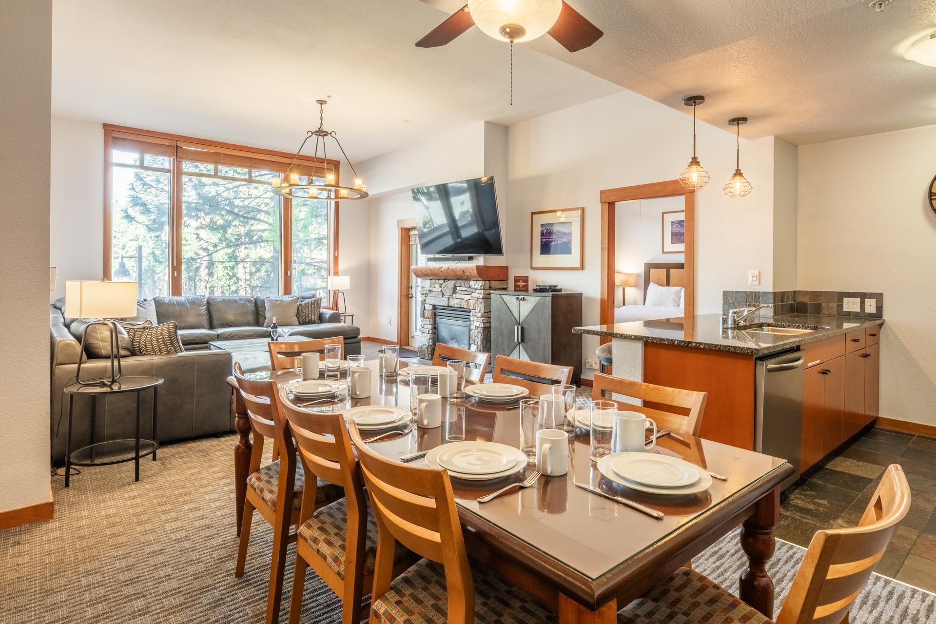 6201 Minaret Road, Unit 2117 Mammoth Lakes, CA 93546 - Photo 12 of 47 a view of a dining room with furniture window and outside view