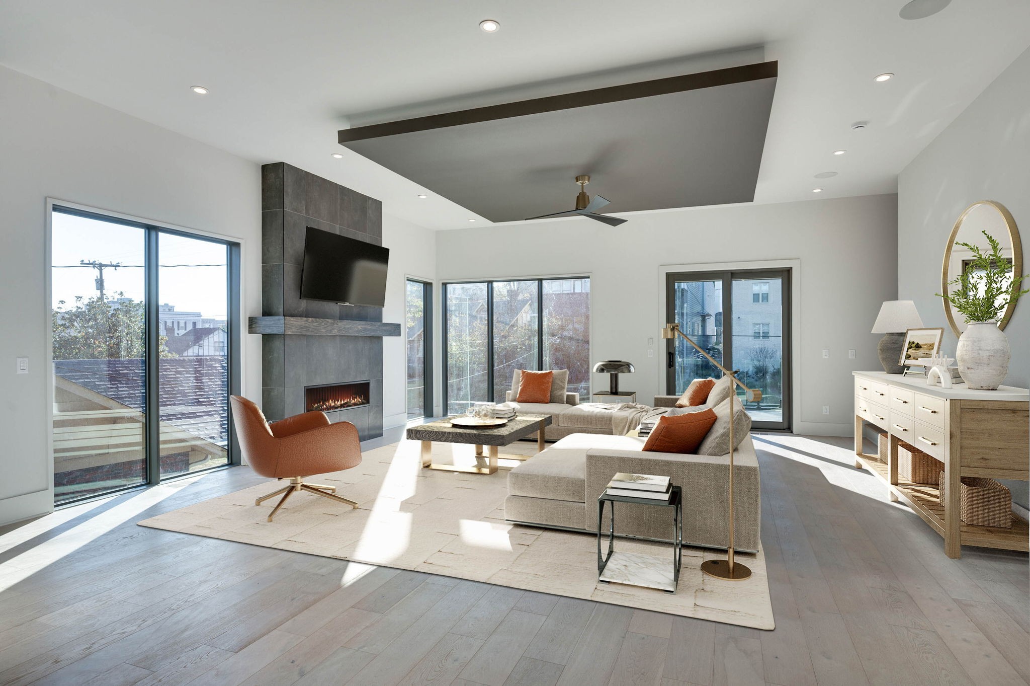 3122 A Belwood Street Nashville, TN 37203 - Photo 14 of 61 a living room with furniture a fireplace and a flat screen tv