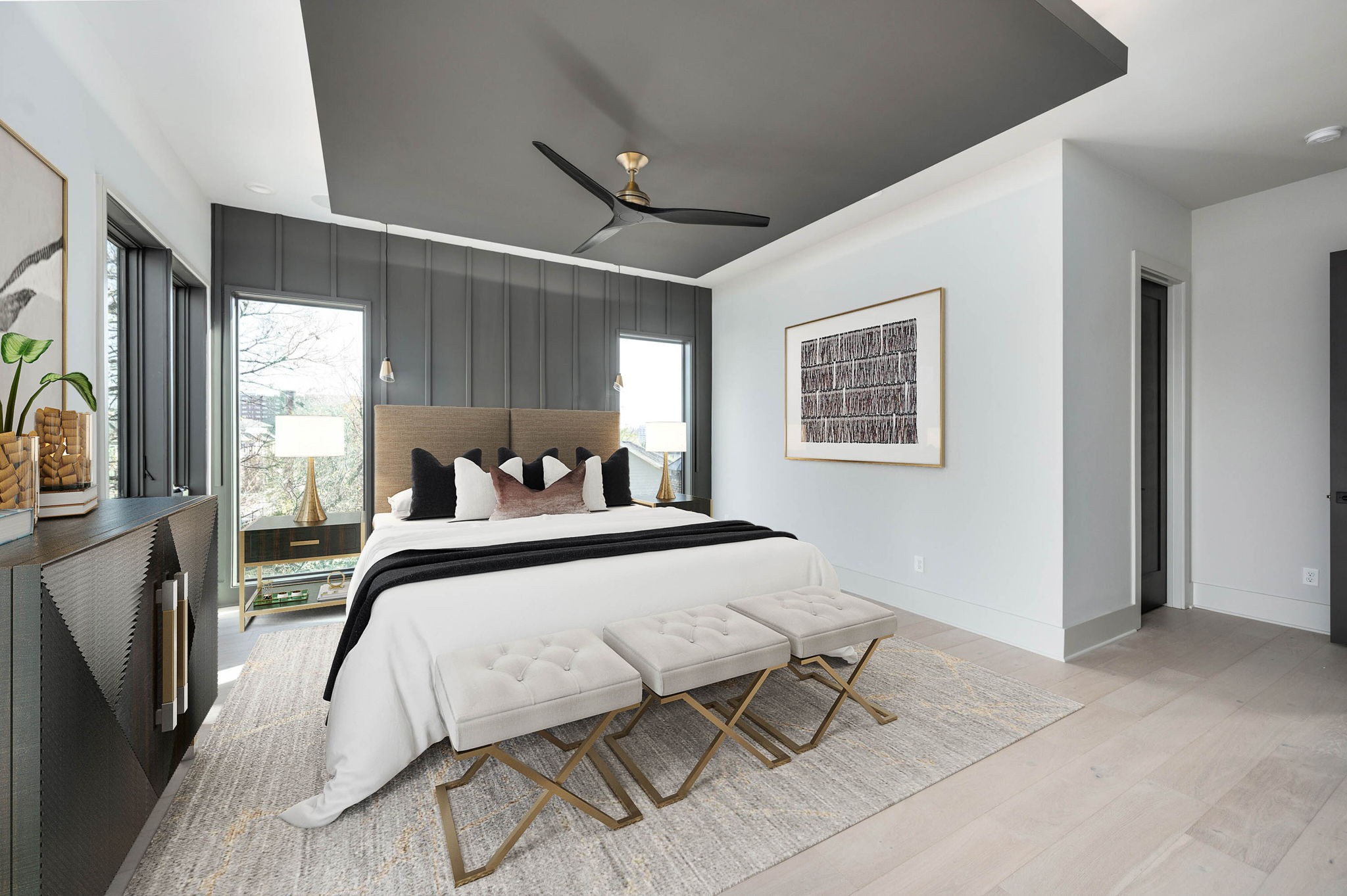 3122 A Belwood Street Nashville, TN 37203 - Photo 43 of 61 a bedroom with a bed and wooden floor