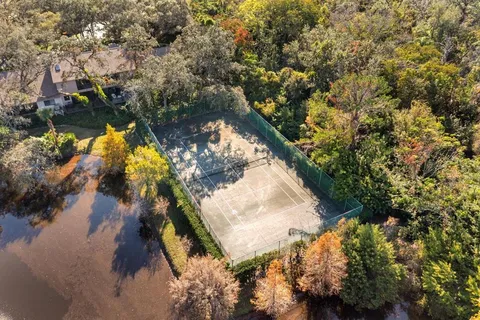 a view of lake from yard