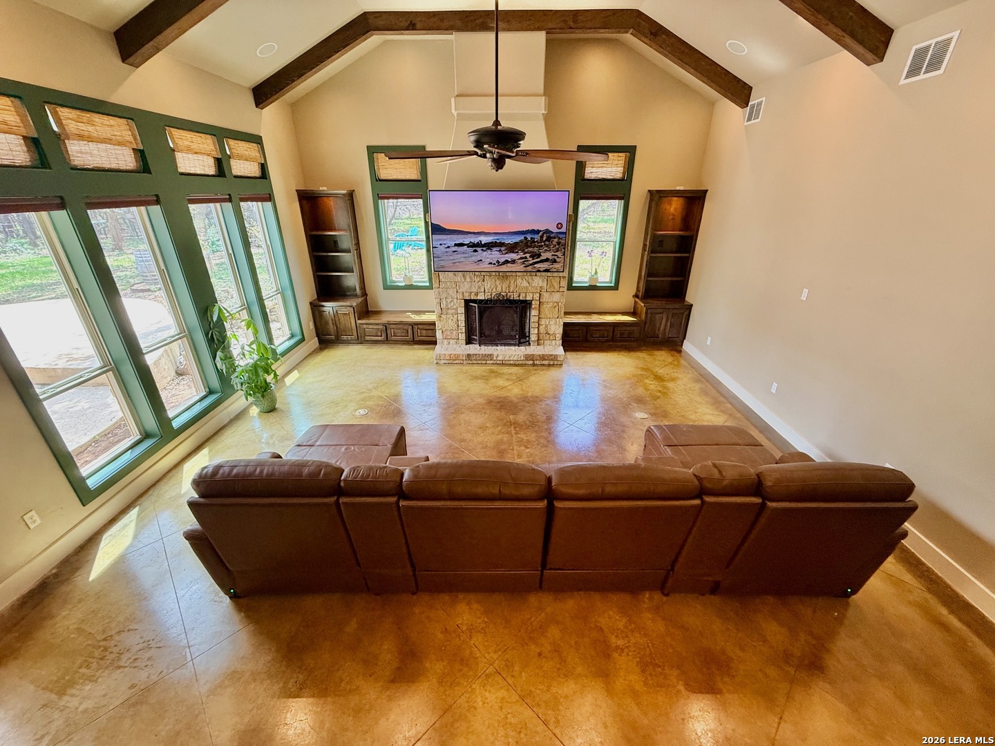 757 Copper Rim Spring Branch, TX 78070 - Photo 8 of 50 a living room with furniture fireplace and flat screen tv