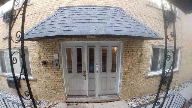 a view of a red door