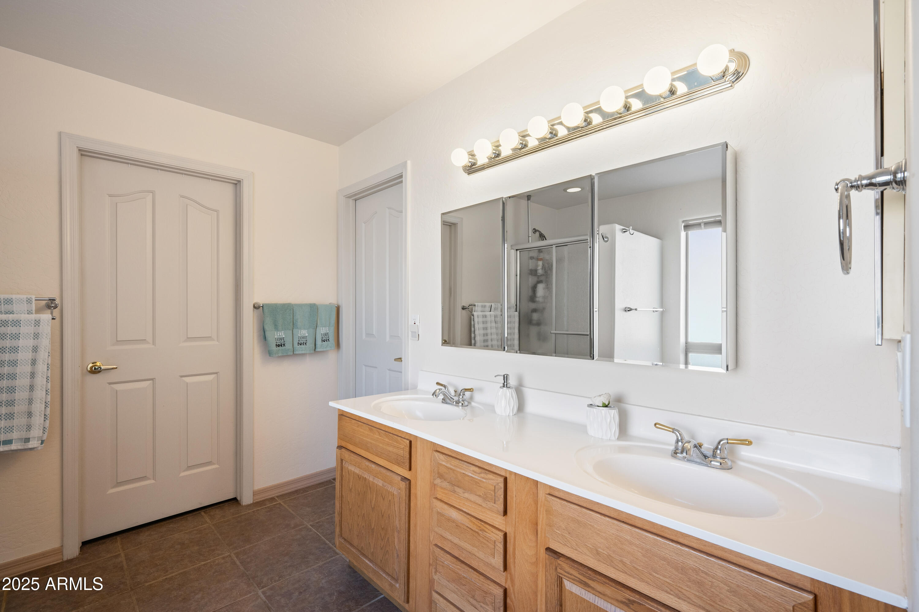 14844 South Brook Hollow Road Arizona City, AZ 85123 - Photo 23 of 35 a bathroom with a double vanity sink mirror and