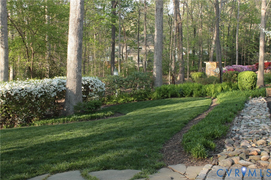 11920 Rothbury Drive Richmond, VA 23236 - Photo 60 of 68 a view of a garden with plants and large trees