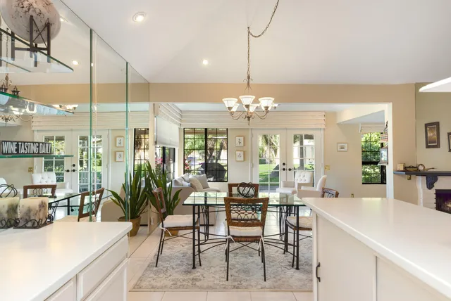 a view of a dining room and livingroom view