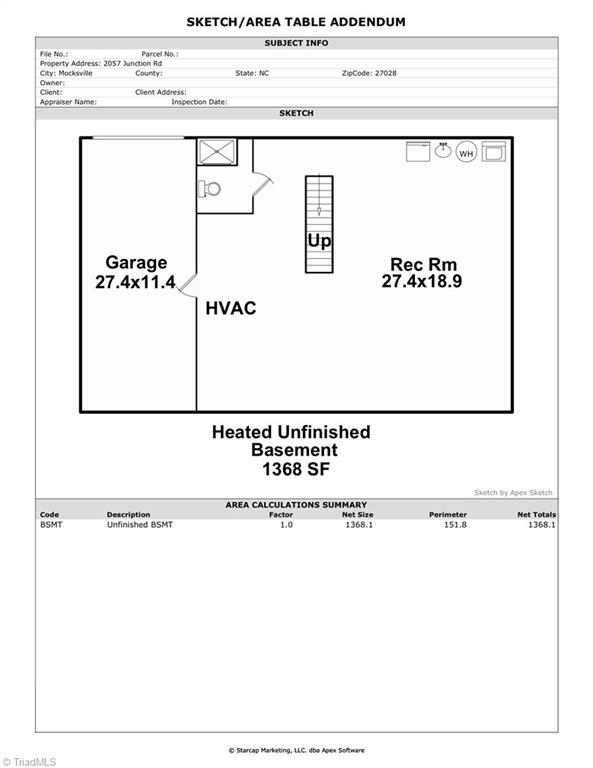 2057 Junction Road Cooleemee, NC 27014 - Photo 33 of 34 Sketch of basement
