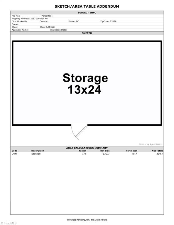 2057 Junction Road Cooleemee, NC 27014 - Photo 34 of 34 Sketch of storage building