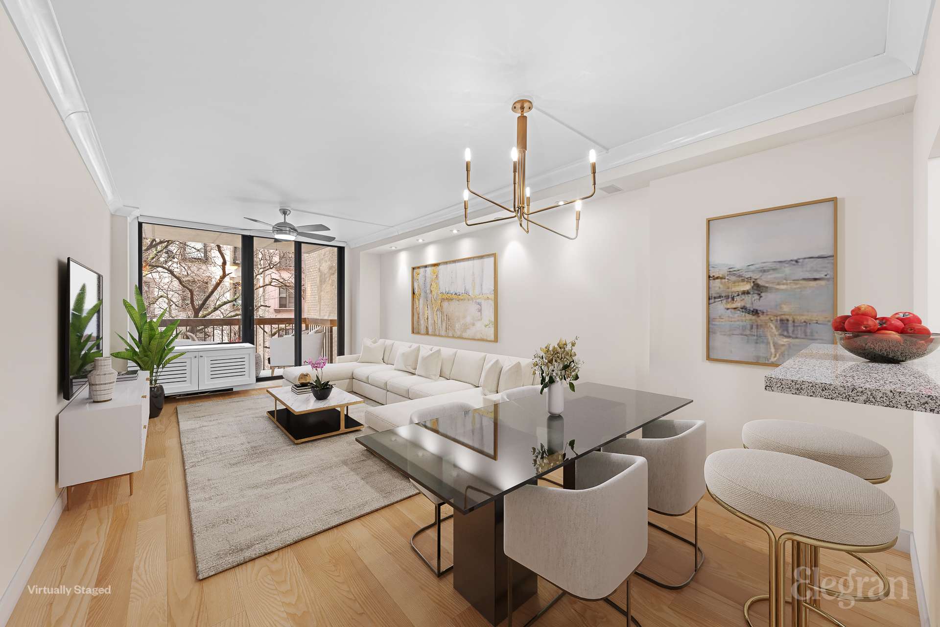 111 East 30th Street, Unit 4C Manhattan, NY 10016 - Photo 1 of 13 a living room with furniture and a large window