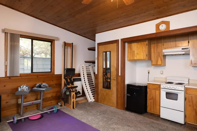a view of a room with gym equipment