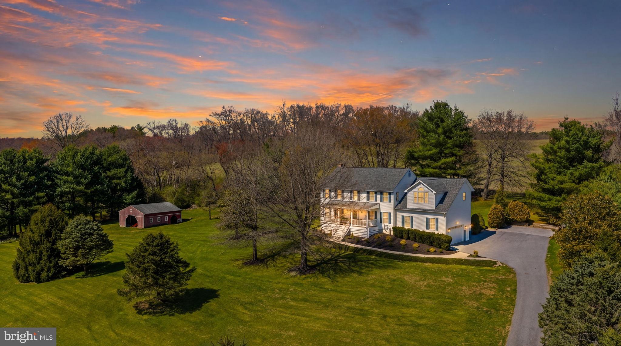 21310 West Liberty Road Parkton, MD 21120 - Photo 1 of 111 Aerial sunset view of the multi-generational estat