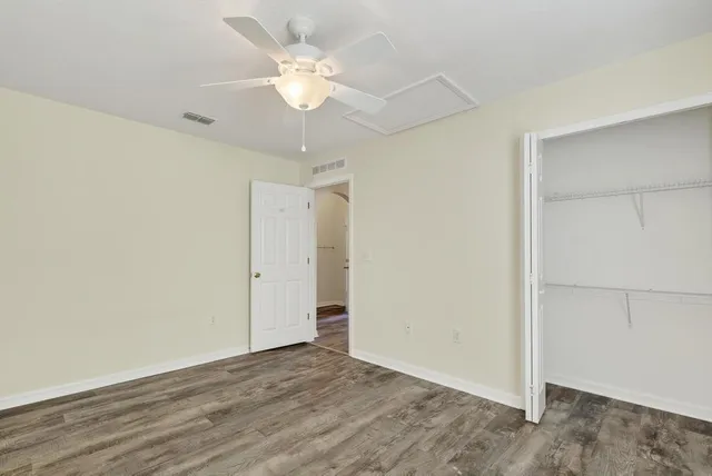 an aerial view of a house with a garden