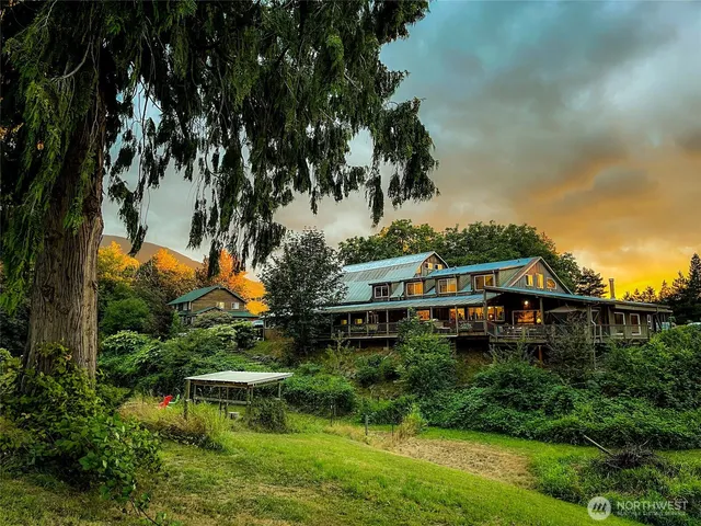 a view of a house with a yard and a tree