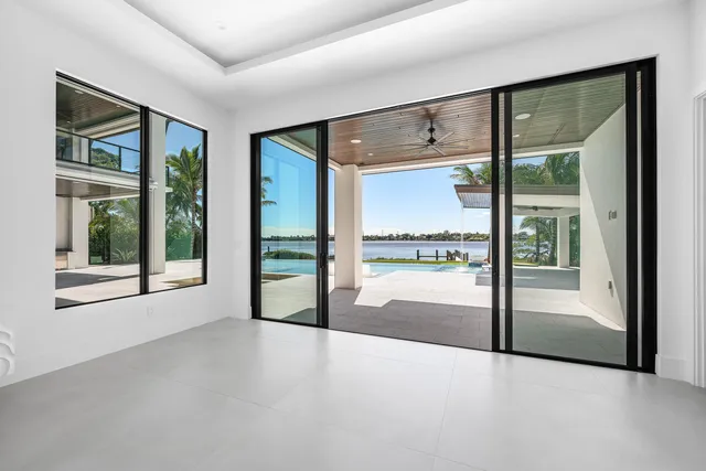 an aerial view of a house with a garden