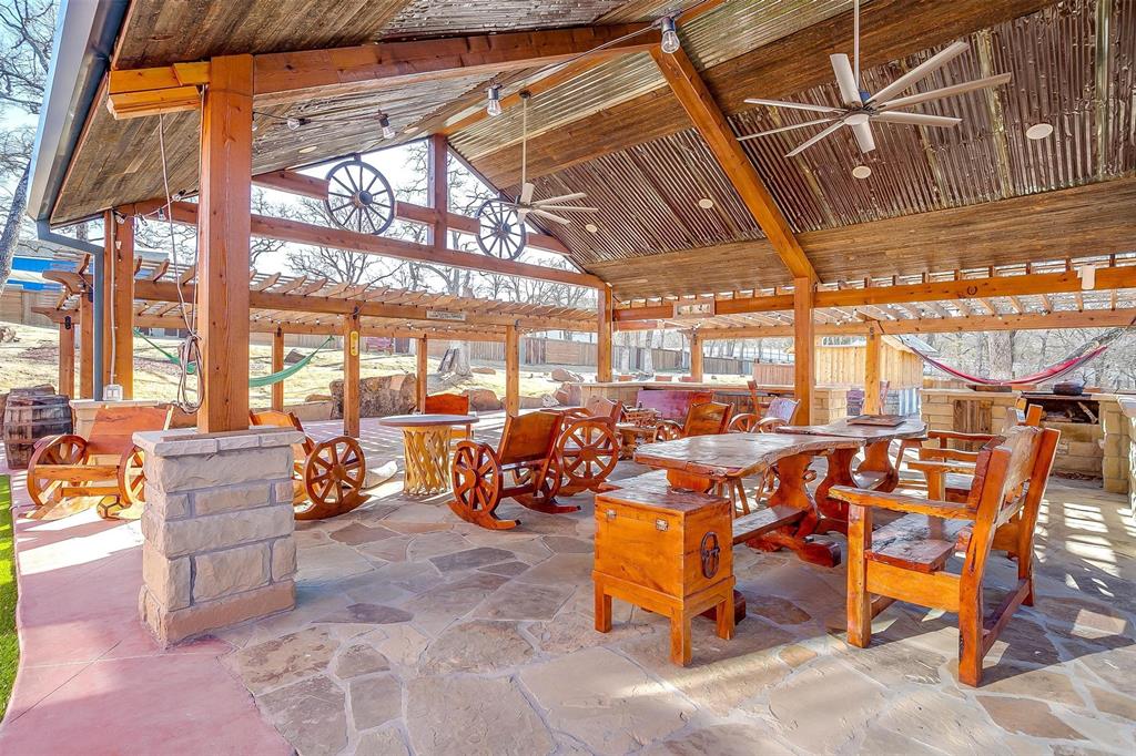 a view of a chairs and tables in the patio